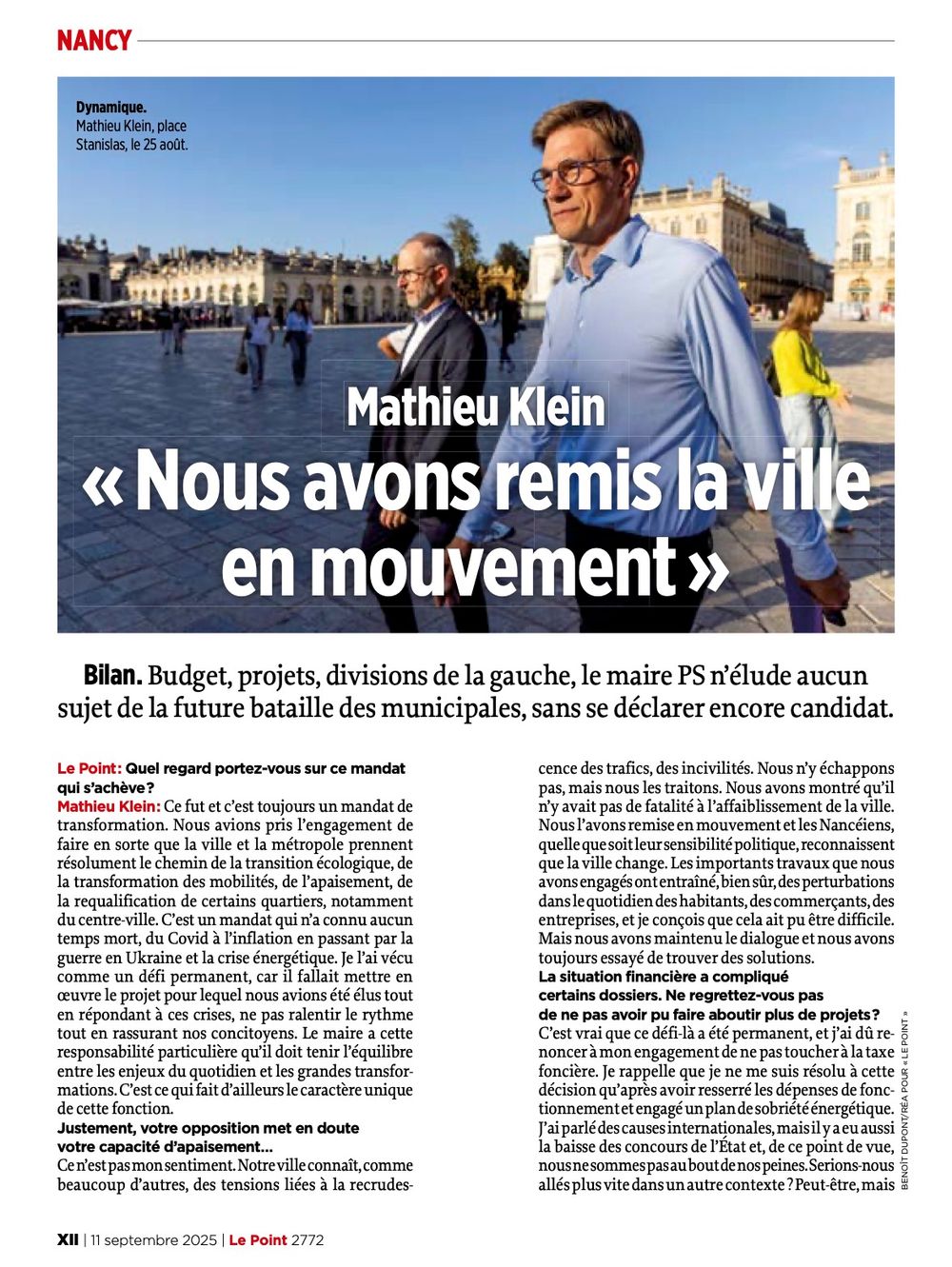 French newspaper article with headline showing a story about urban development in city of Nancy, France.