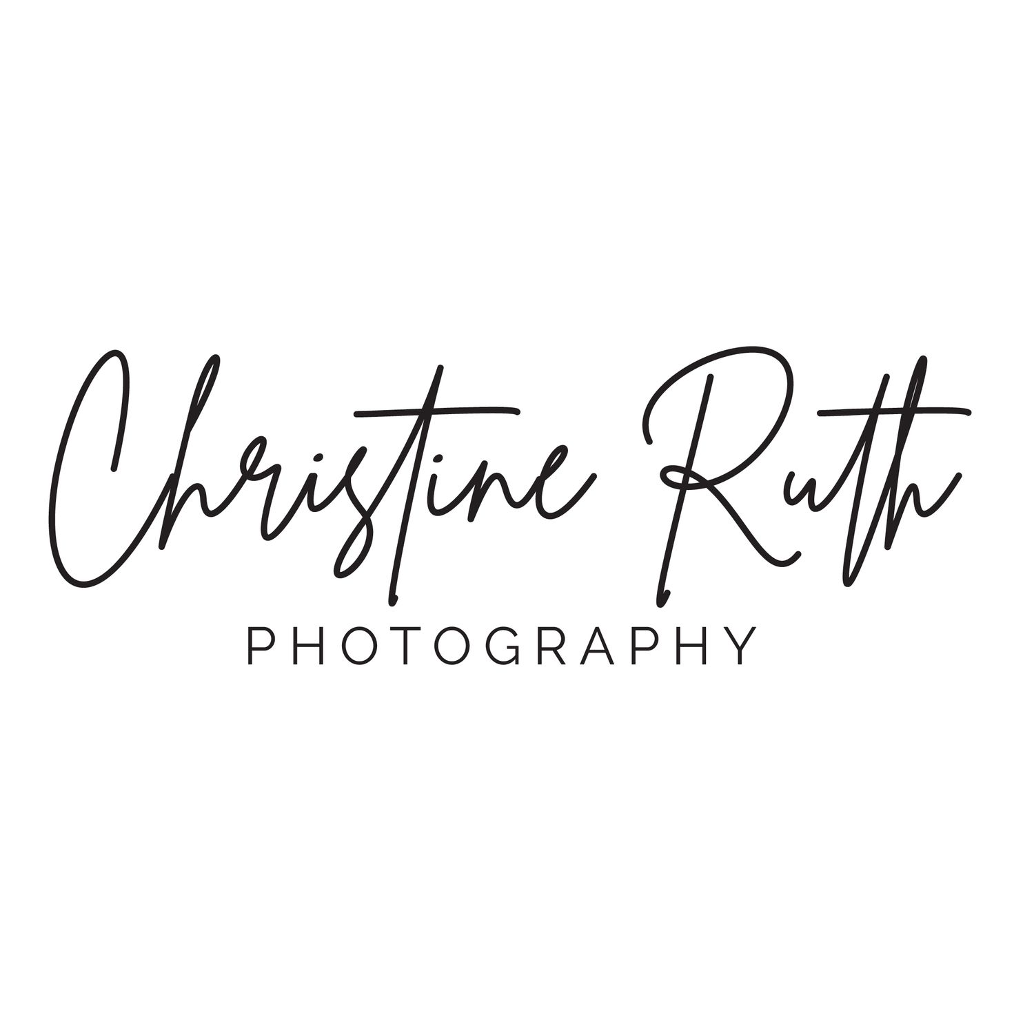 Elegant black script logo design for Christine Ruth Photography in Akron, Ohio against white background.