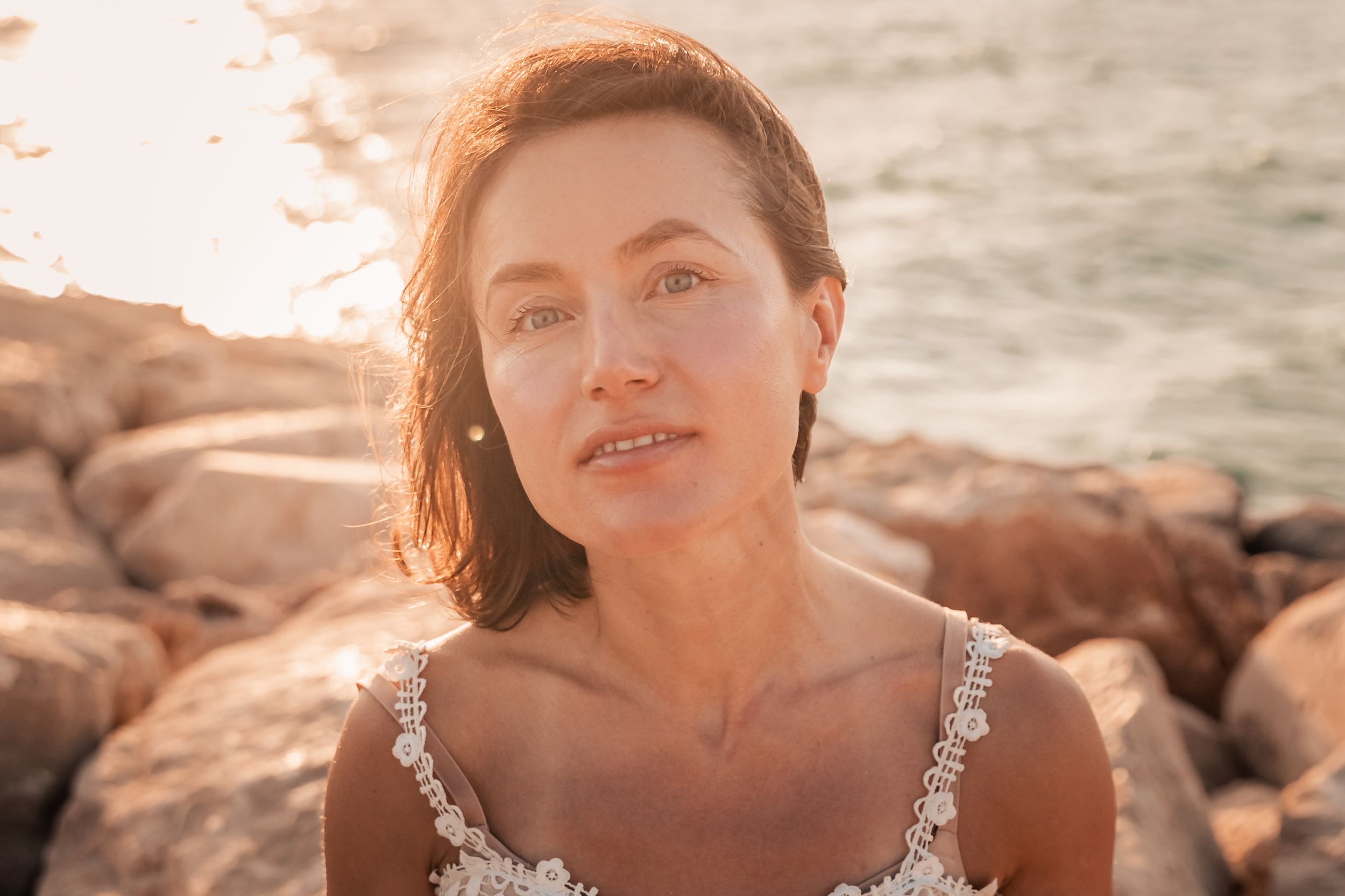 natural cosmetics brand portrait by the sea Mallorca.