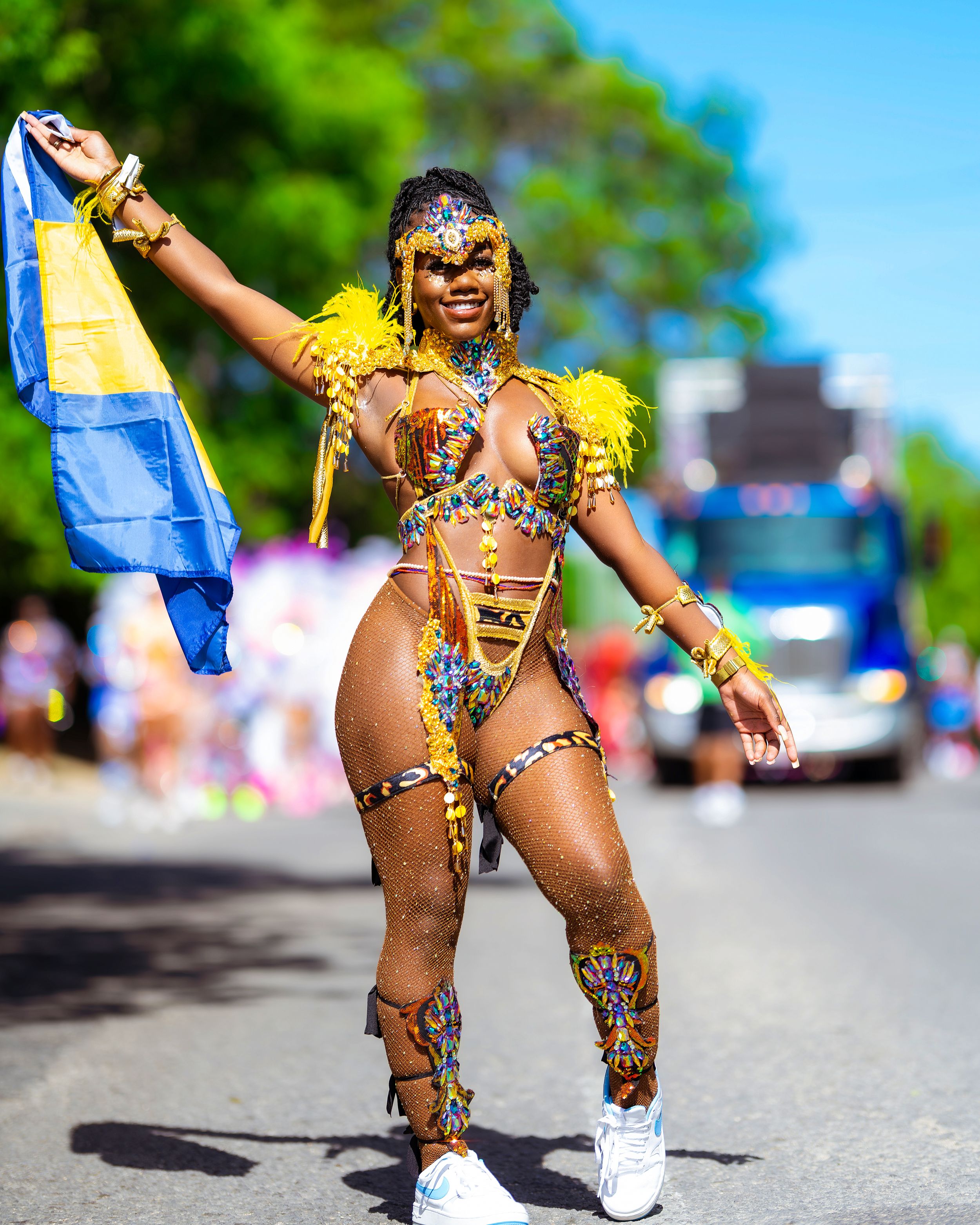 Carnival street photo with dancers — luxury event capture by Timoy B Photography, Antigua.