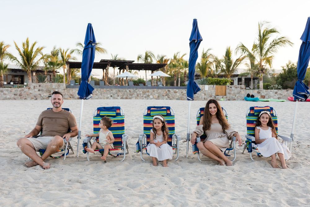 Candid family moment during sunset session