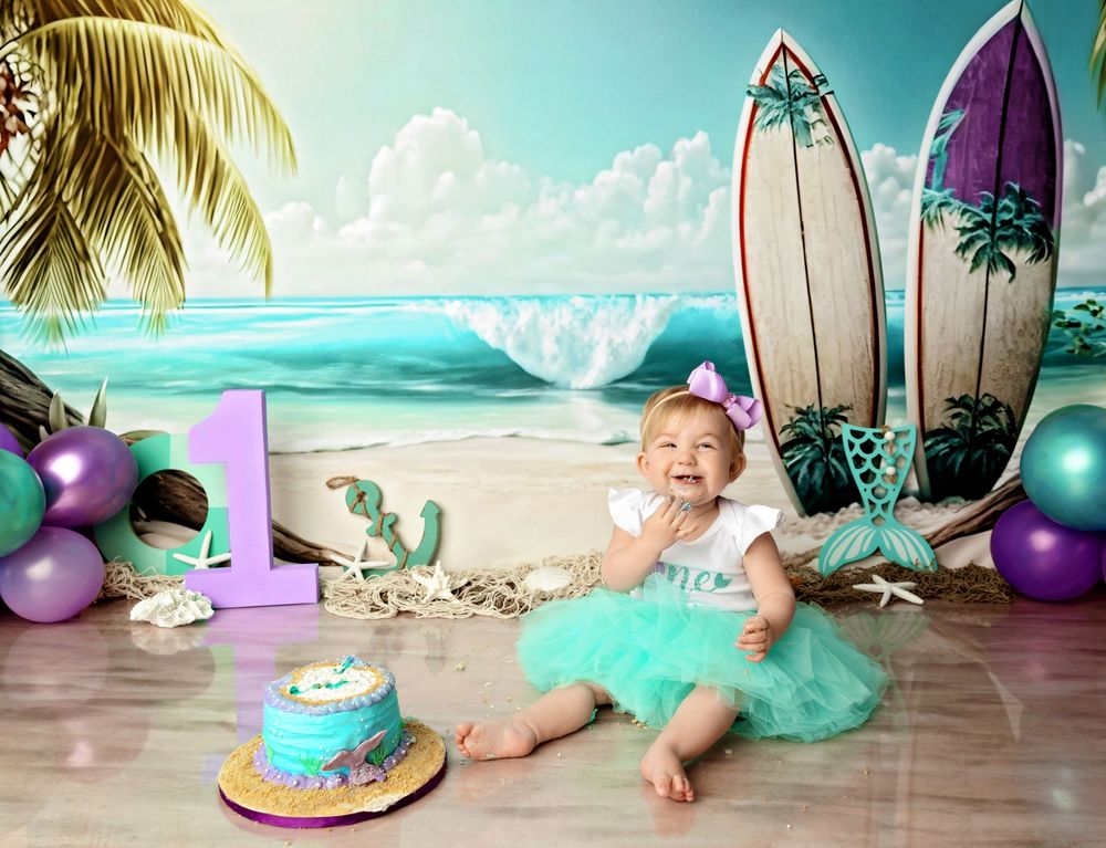 NH Milestone Photographer Cake Smash New Hampshire ocean surfing