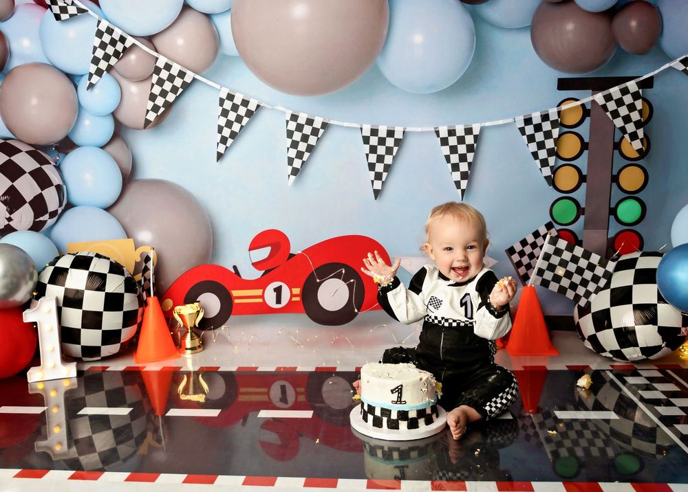 NH Milestone Photographer Cake Smash New Hampshire racing formula one