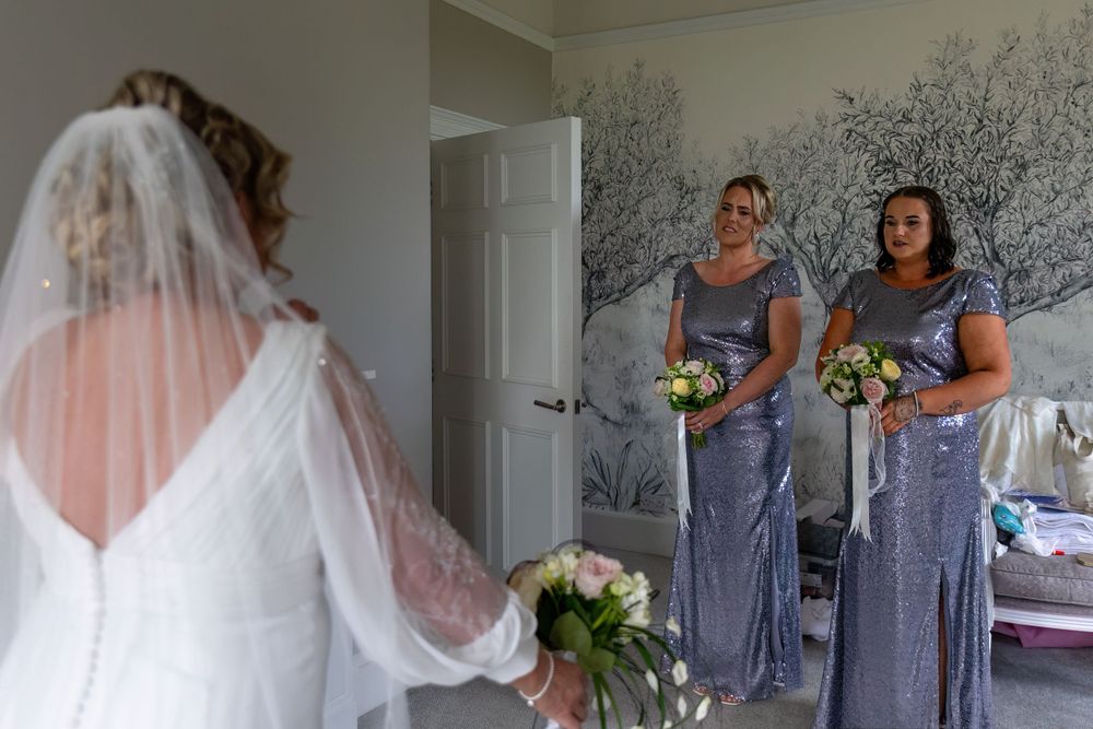Bridesmaids First Look at bride near Stroud