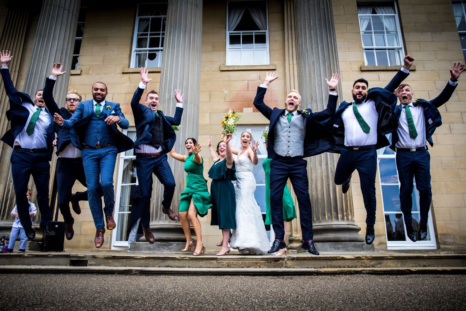 Jumping Wedding Guests The Mansion Roundhay Park Leeds