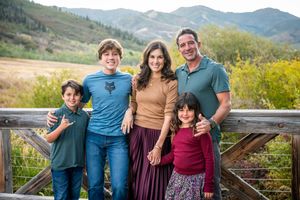 Beautiful Park City, Utah family photos with mountain background.