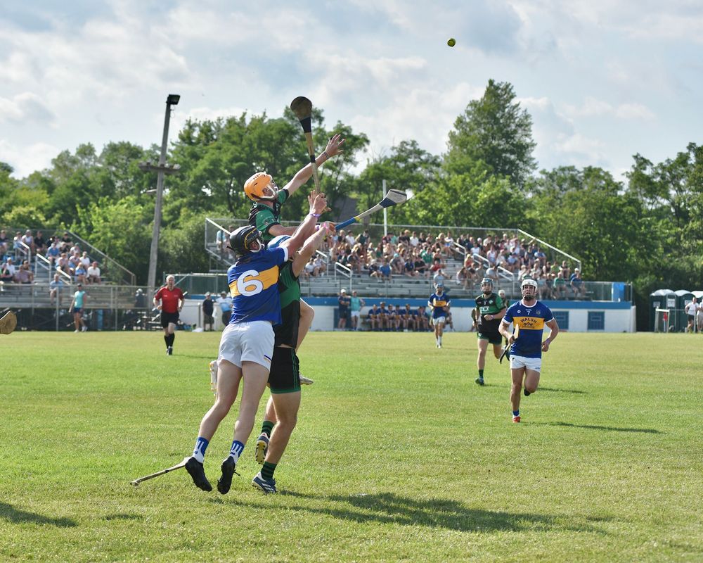 Photograph of hurling players at Gaelic Park in Chicago by William Wayland