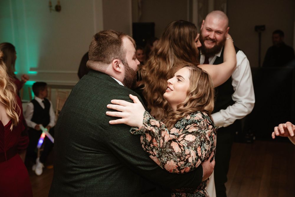 Eastington Park wedding photography Gloucestershire Evening Reception guests and bride and groom dancing