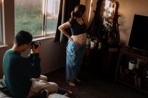 in-home maternity announcement photos in Santa Barbara County