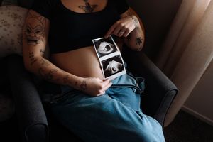 in-home maternity announcement photos in Santa Barbara County
