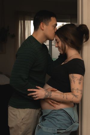 in-home maternity announcement photos in Santa Barbara County