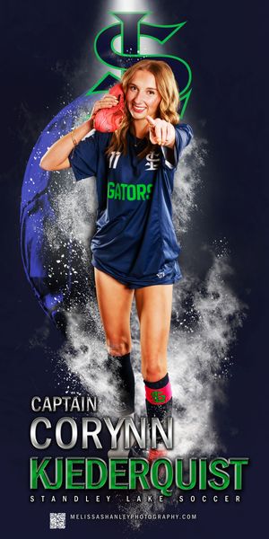 Dramatic sports photo series shows athlete in navy uniform with smoke effects and glowing green text against dark background.