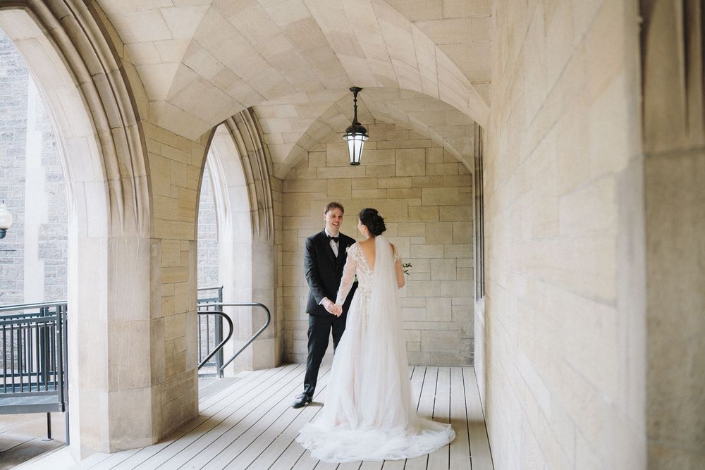 Private vows at Hart House during a Toronto wedding, photographed with timeless style.