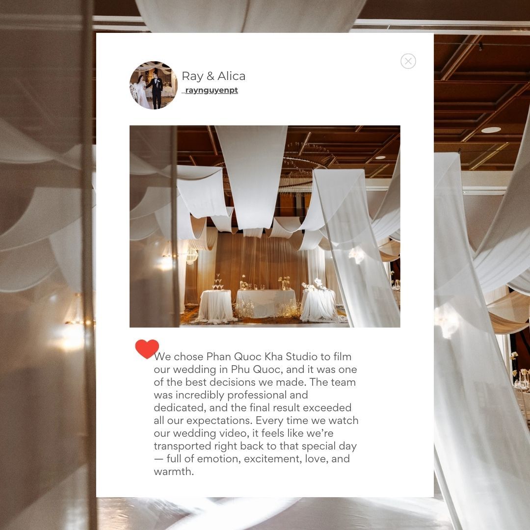 Ray & Alica's glowing review of Phan Quoc Kha Studio's wedding videography in Phu Quoc, Vietnam.