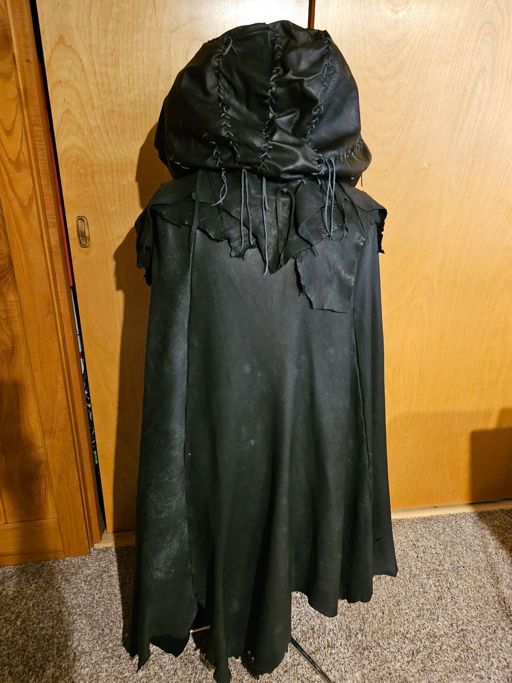 medieval garb leather cloak