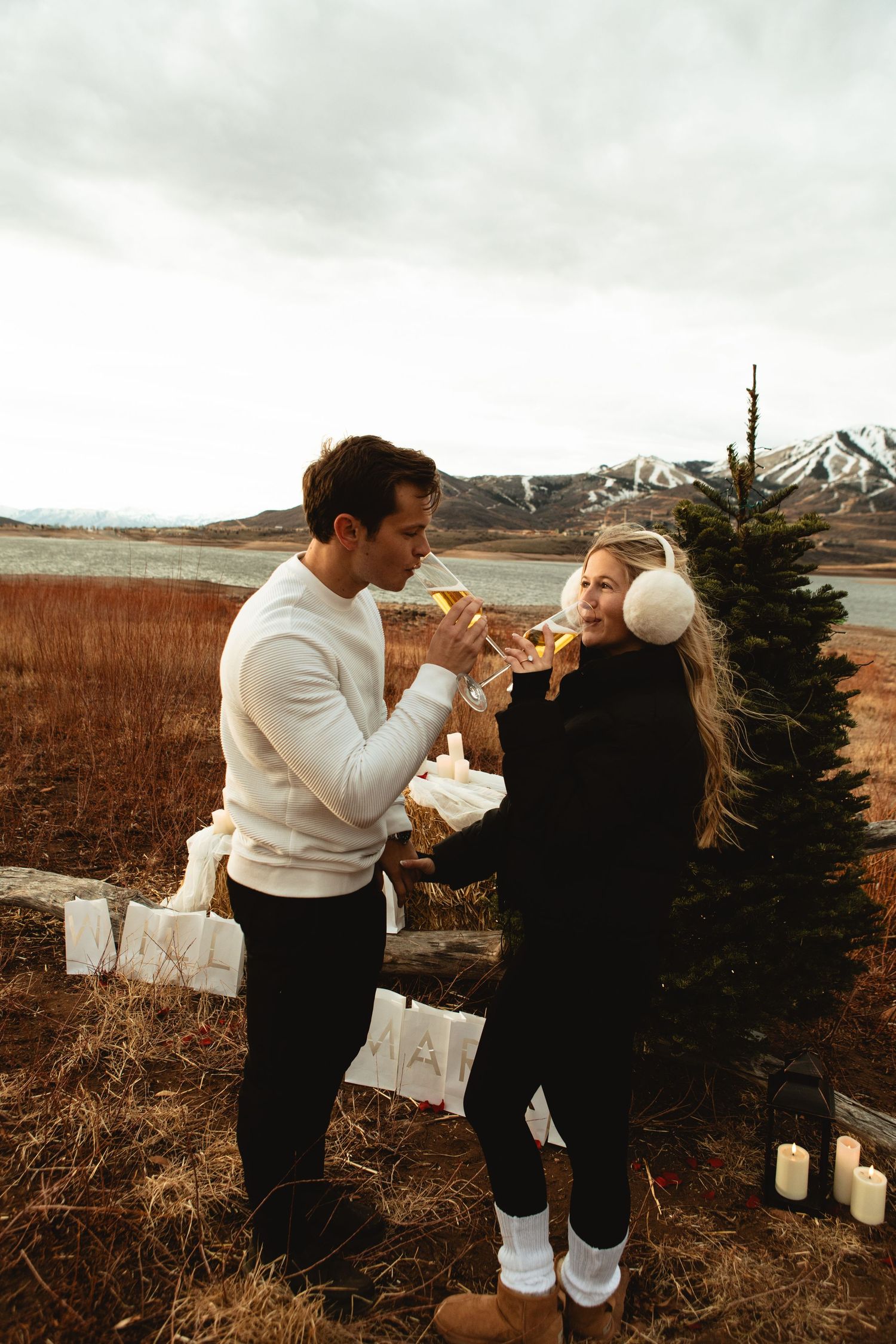 Champagne at engagements in Utah