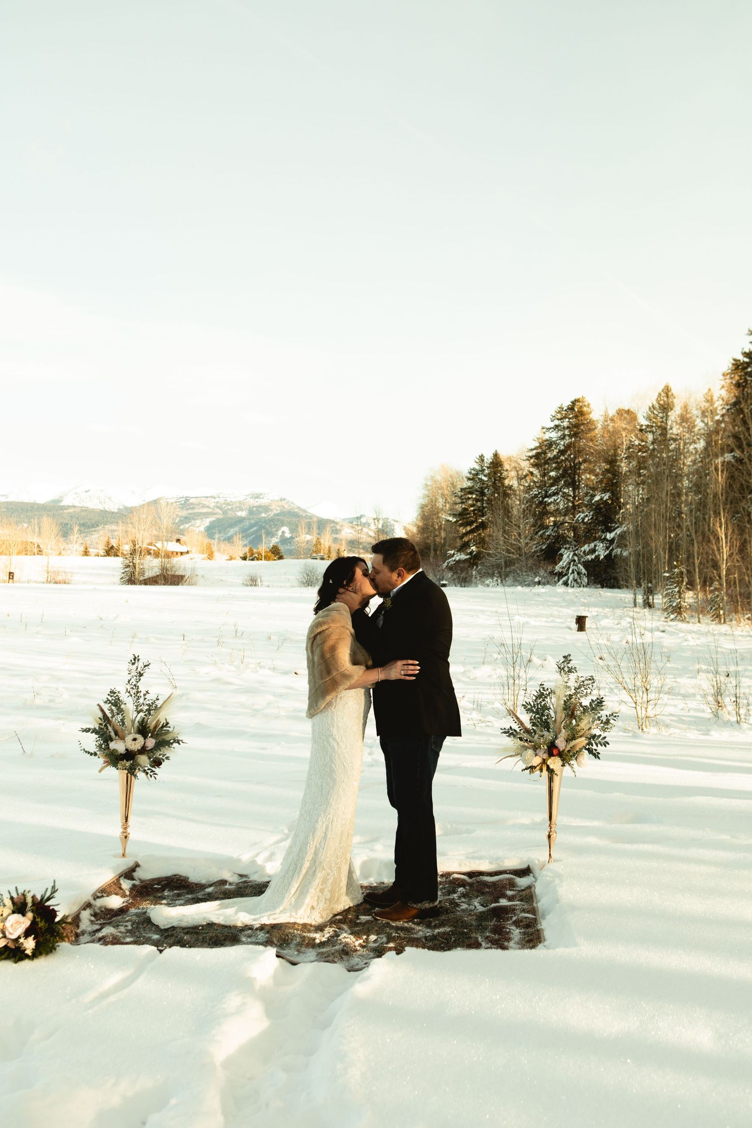 Teton Elopement official first kiss moment