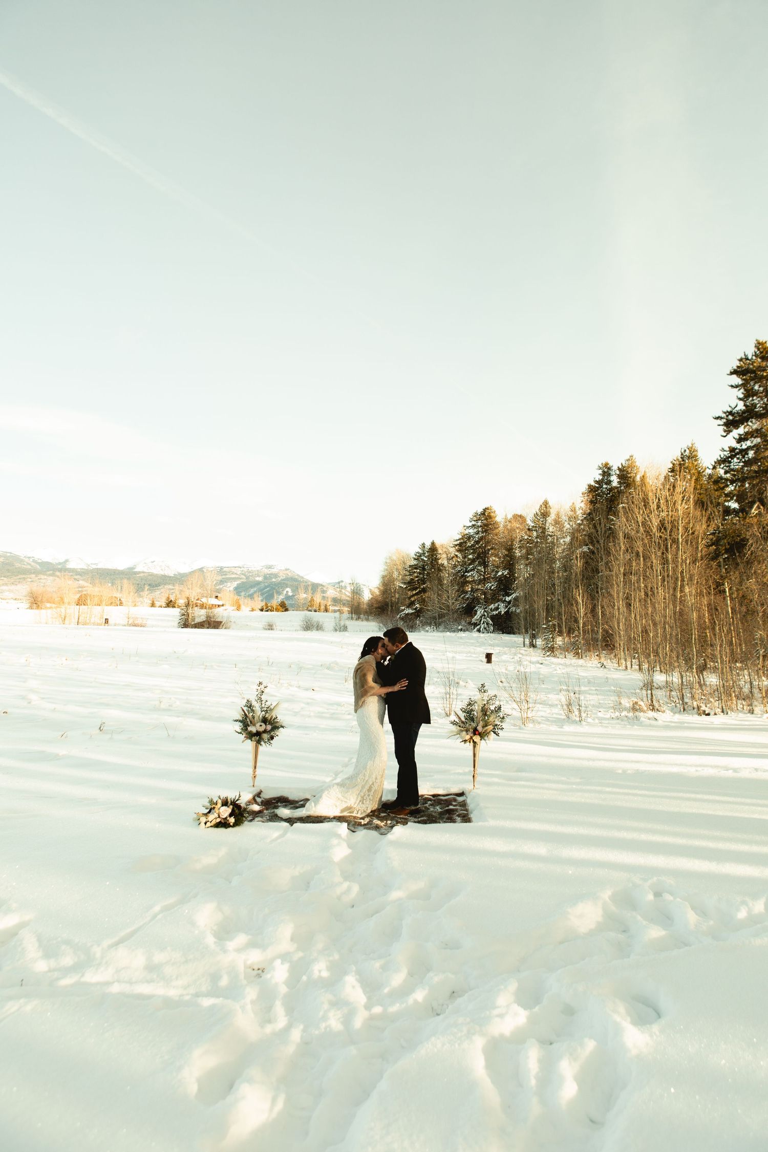 First kiss at teton valley elopement
