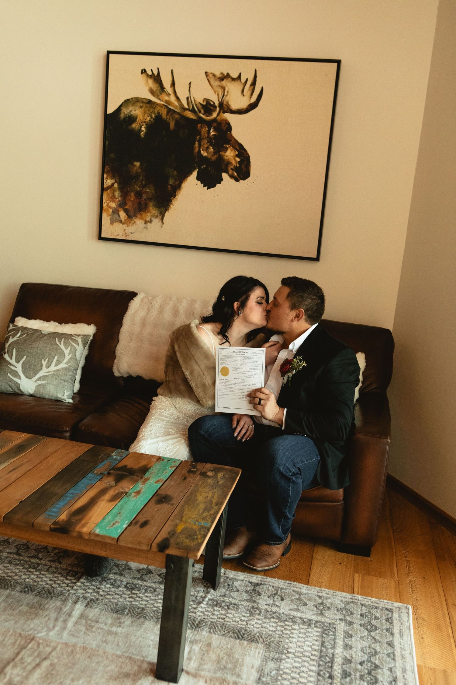 Signing marriage license after Teton Elopement