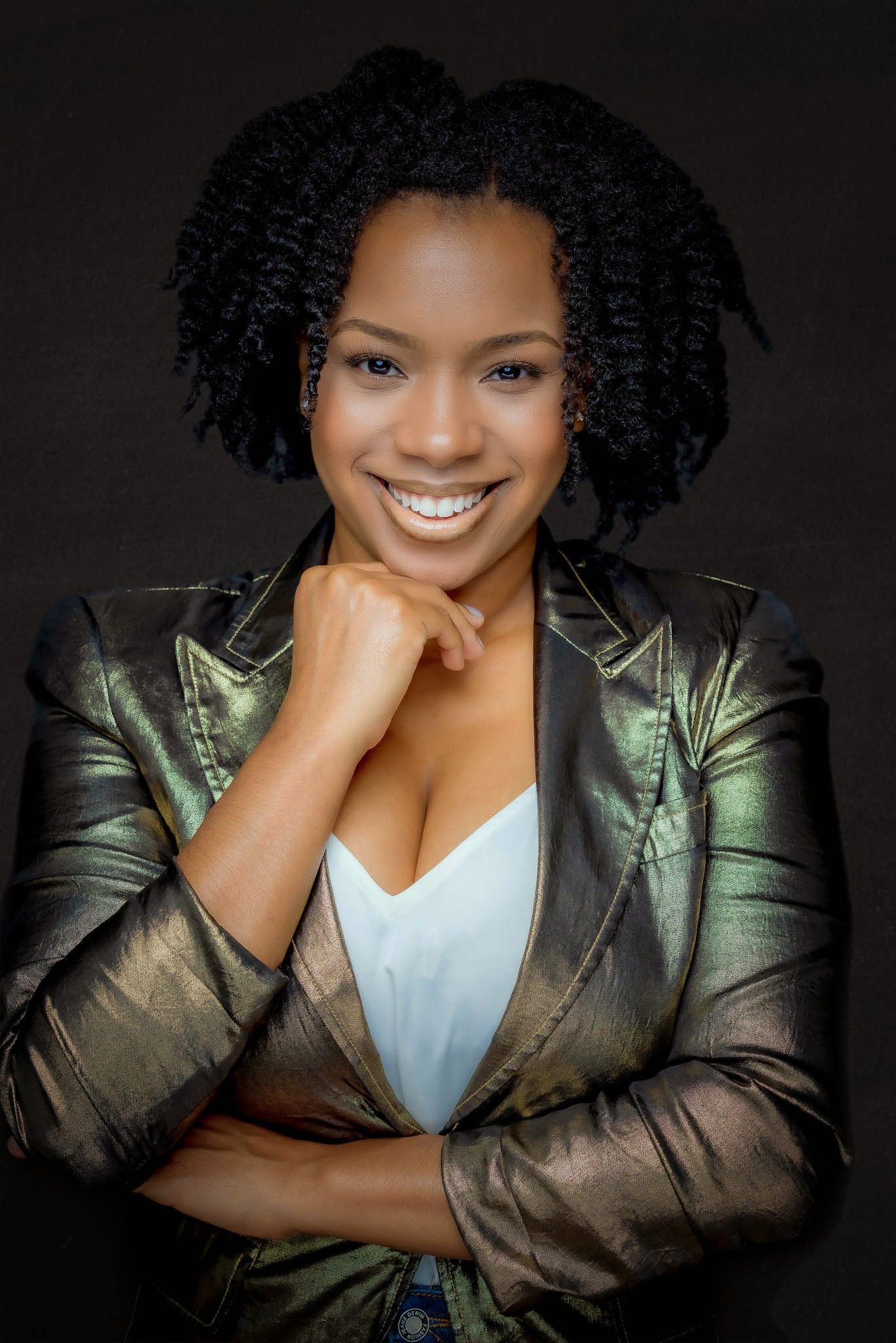 Professional headshot of a confident businesswoman in Alpharetta, GA studio
