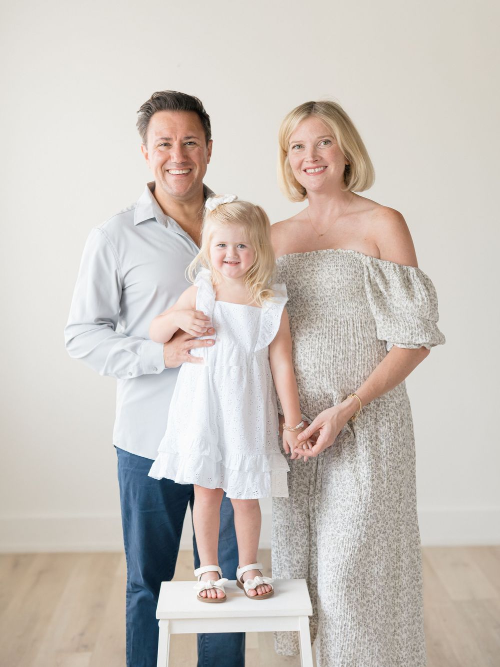 Family of three during a maternity session, awaiting baby’s arrival in Wall, NJ