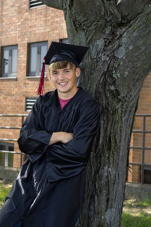 Senior cap & gown portrait.