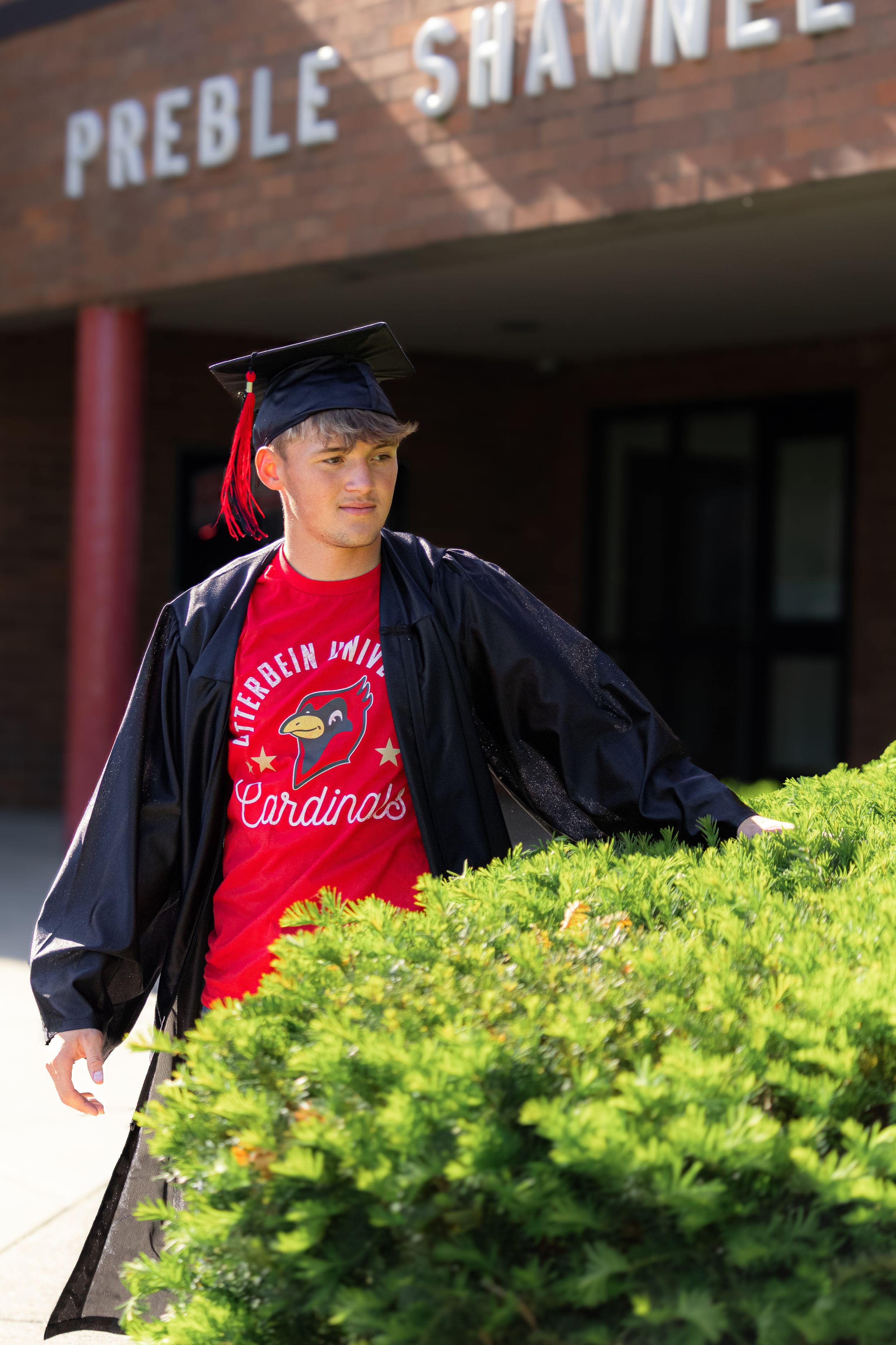 Senior cap & gown portrait.