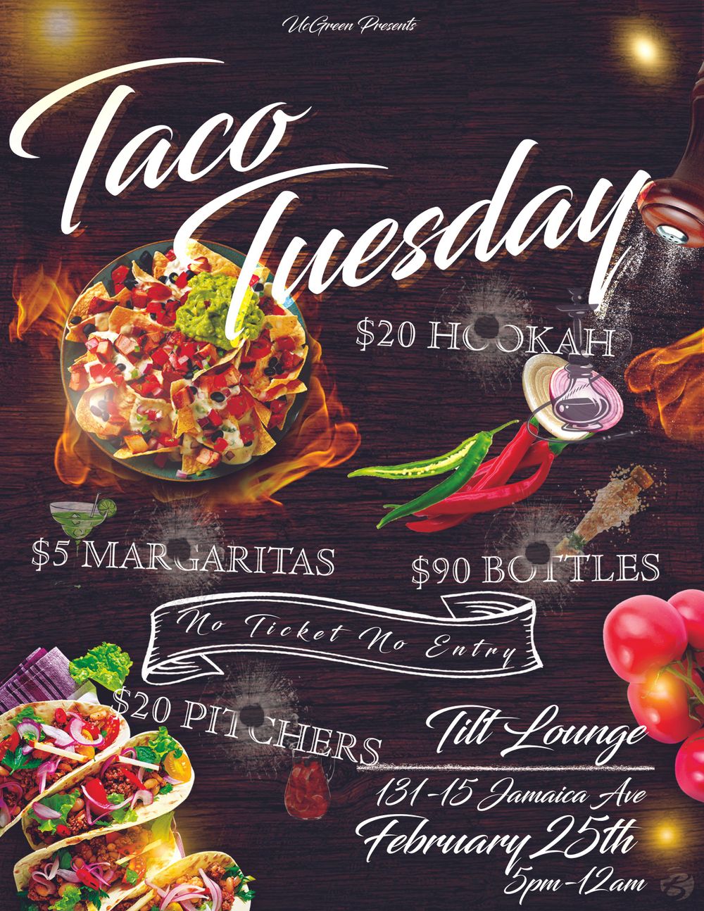 Event Flyer for The KRW - Tacos & Tequila Happy Hour