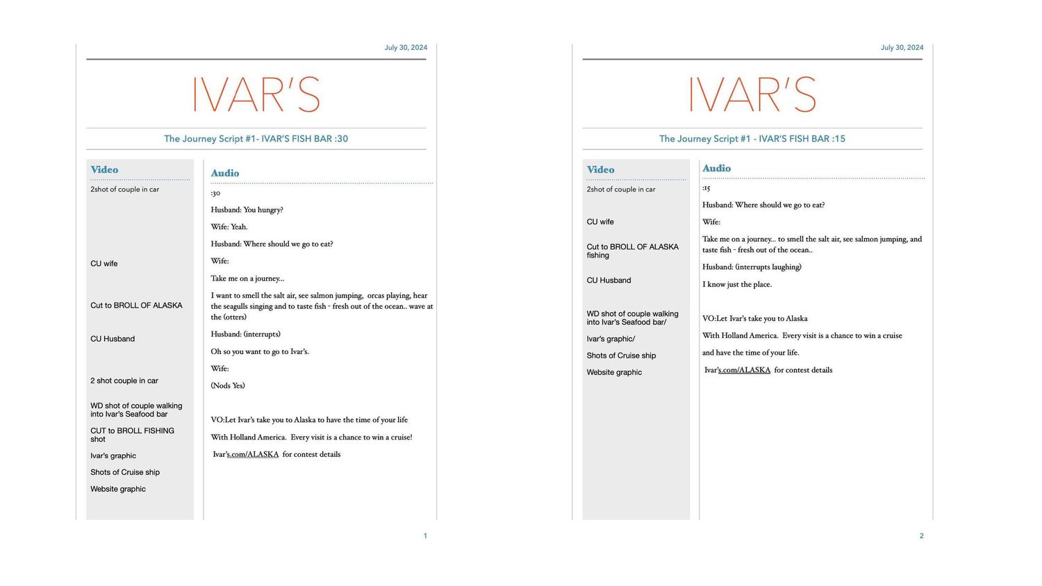 Two side-by-side document pages showing NARS brand forms or product specifications with text fields and data.