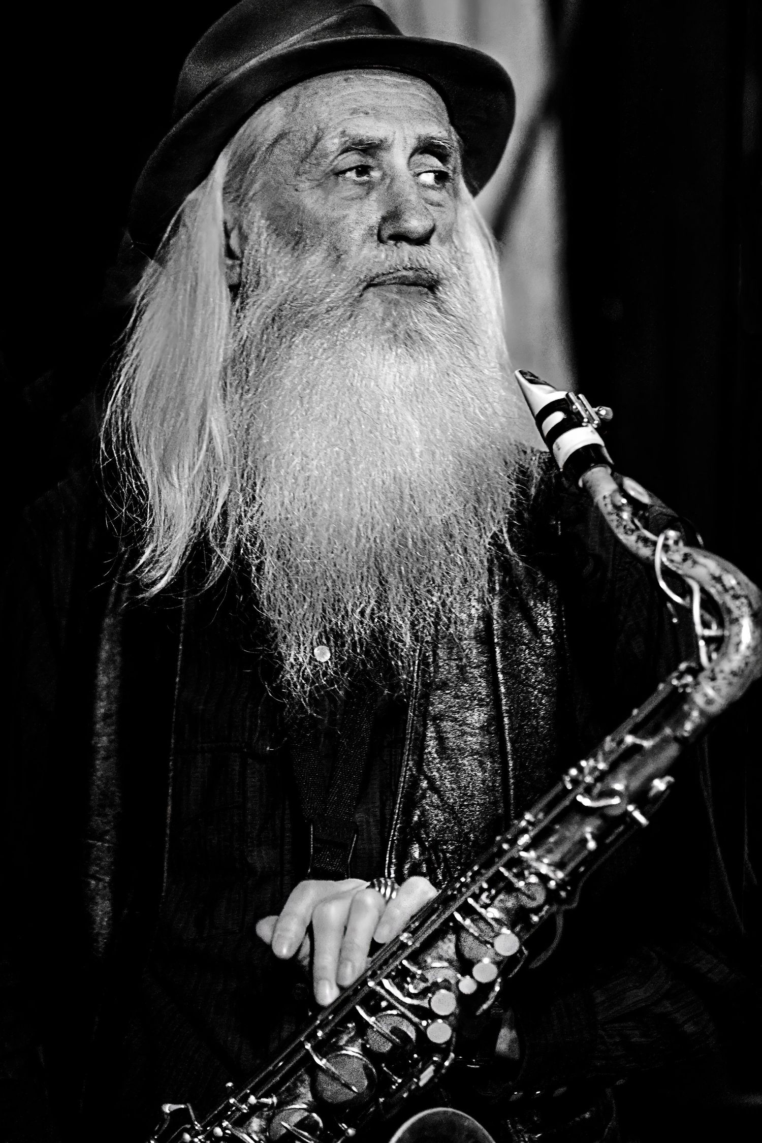 Black and white photography of legendary blues artist James Bennett