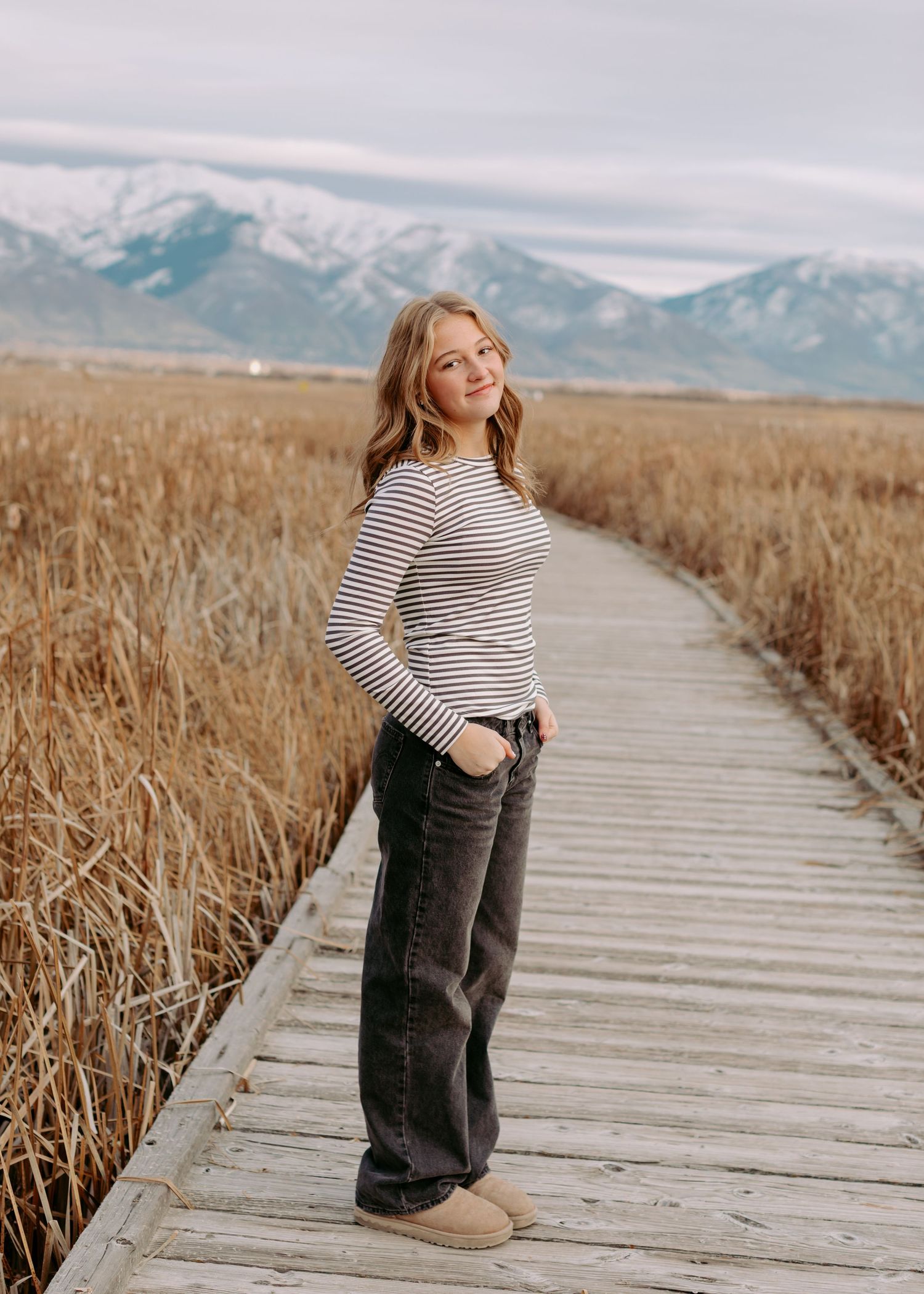 Senior photo session in Utah in a fun field.