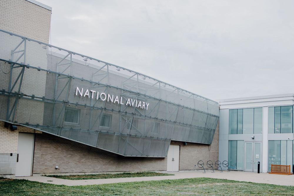 Modern glass and concrete National Army museum building exterior with angular architecture on an overcast day.