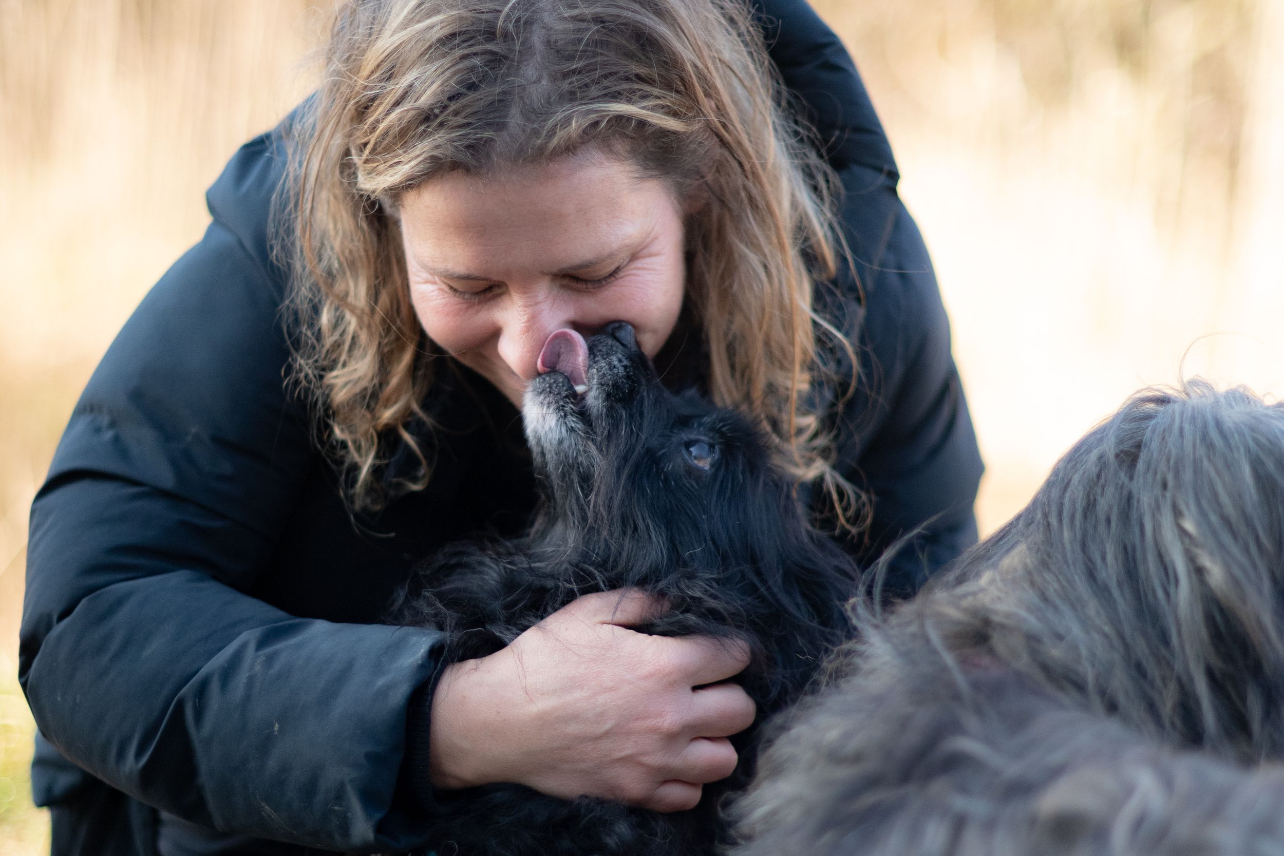 woman with her dog during a quiet photography session