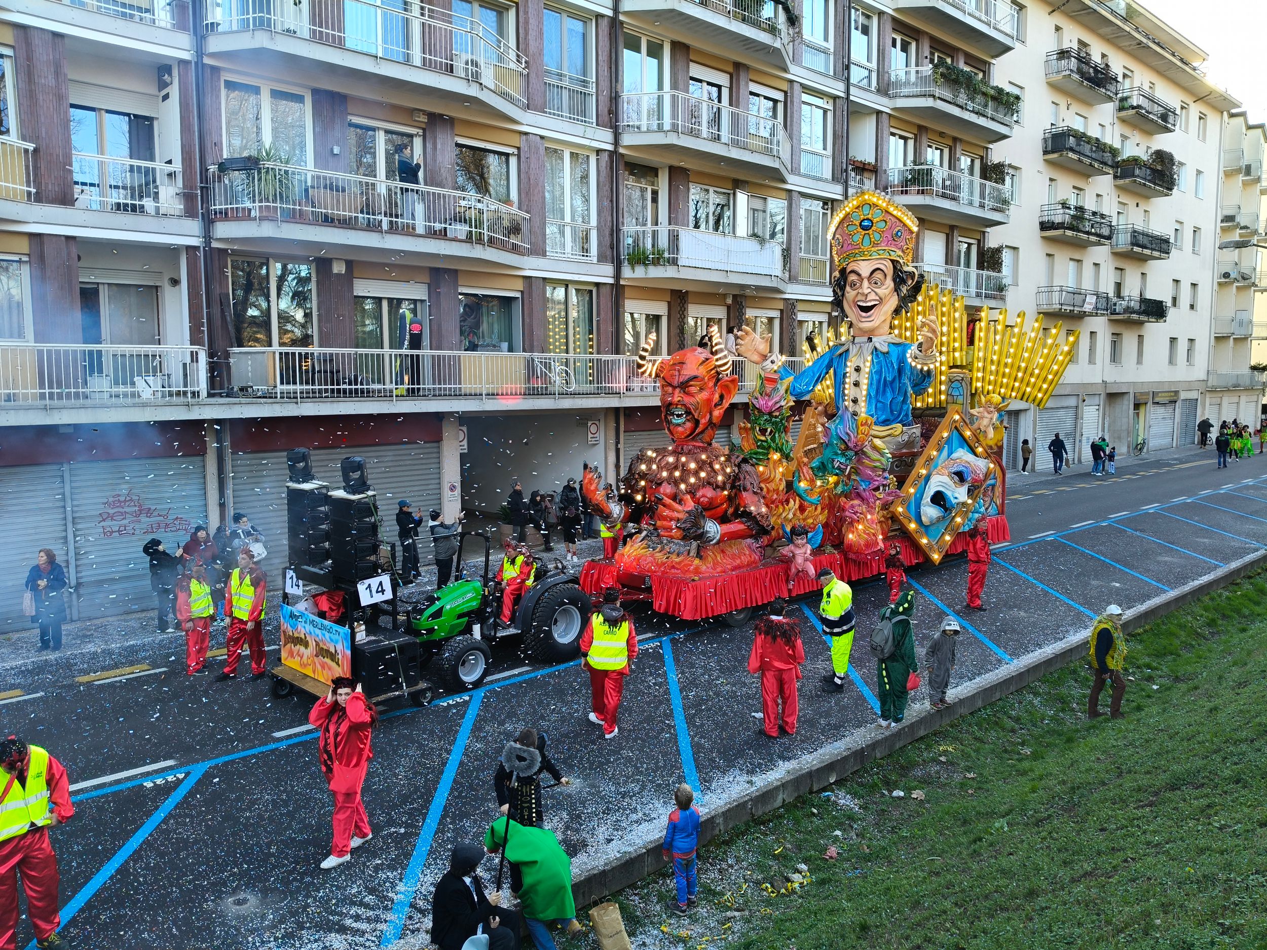 Treviso Carnival Parade 2026. The Friends of Merlengo with the show “Blissfully Damned”.