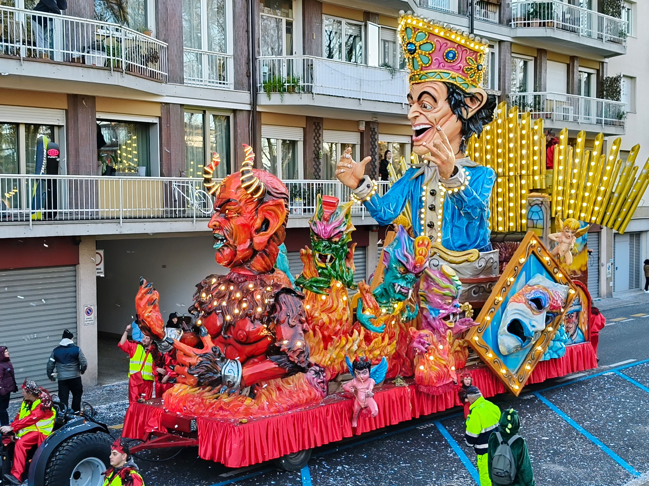 Treviso Carnival Parade 2026. The Friends of Merlengo with the show “Blissfully Damned”.