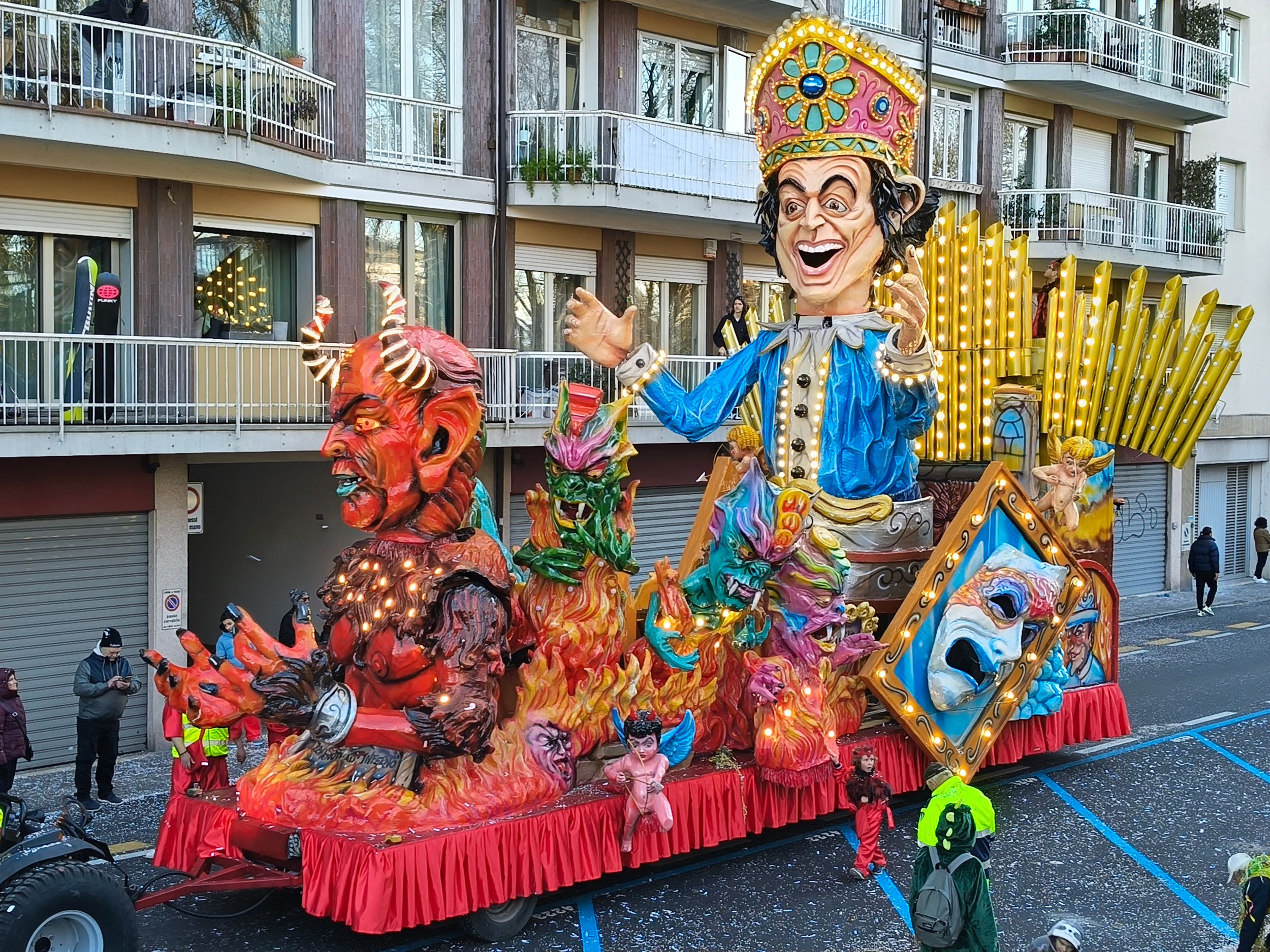Treviso Carnival Parade 2026. The Friends of Merlengo with the show “Blissfully Damned”.