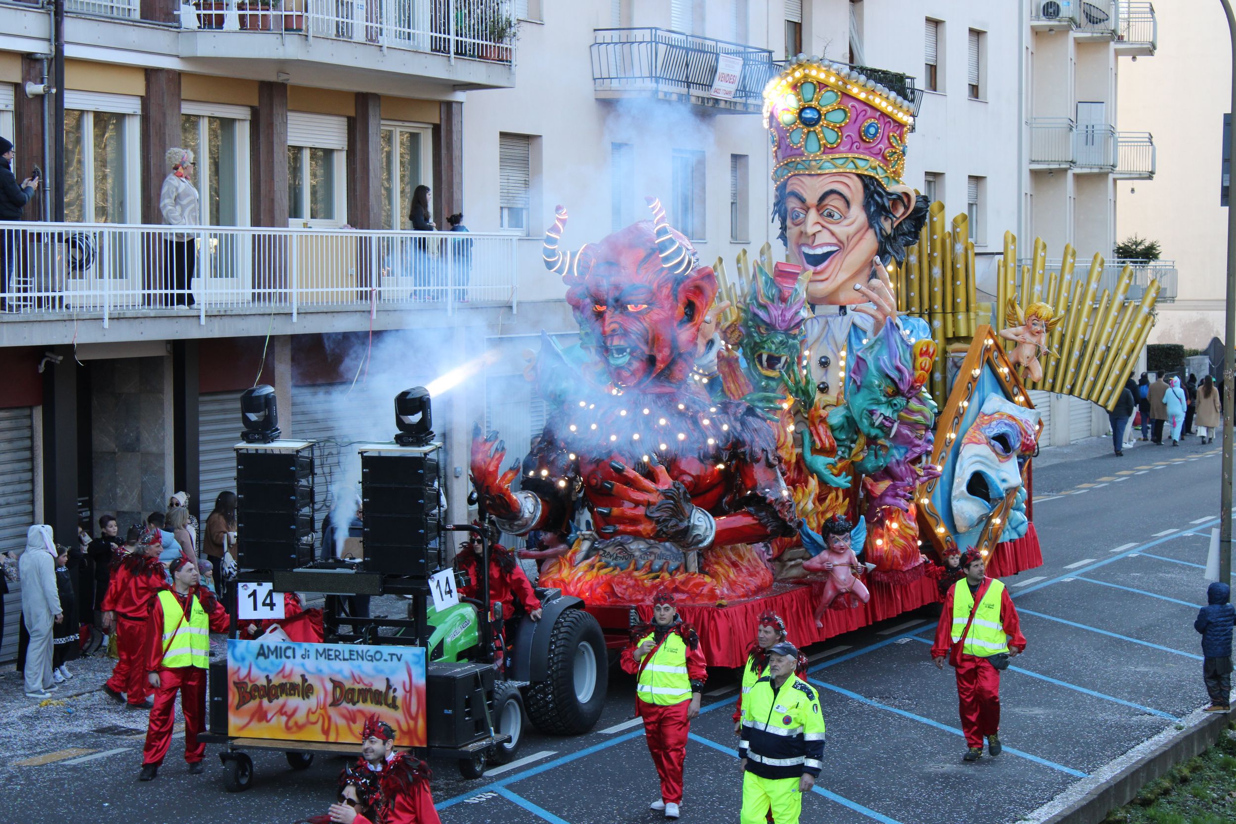 Treviso Carnival Parade 2026. The Friends of Merlengo with the show “Blissfully Damned”.