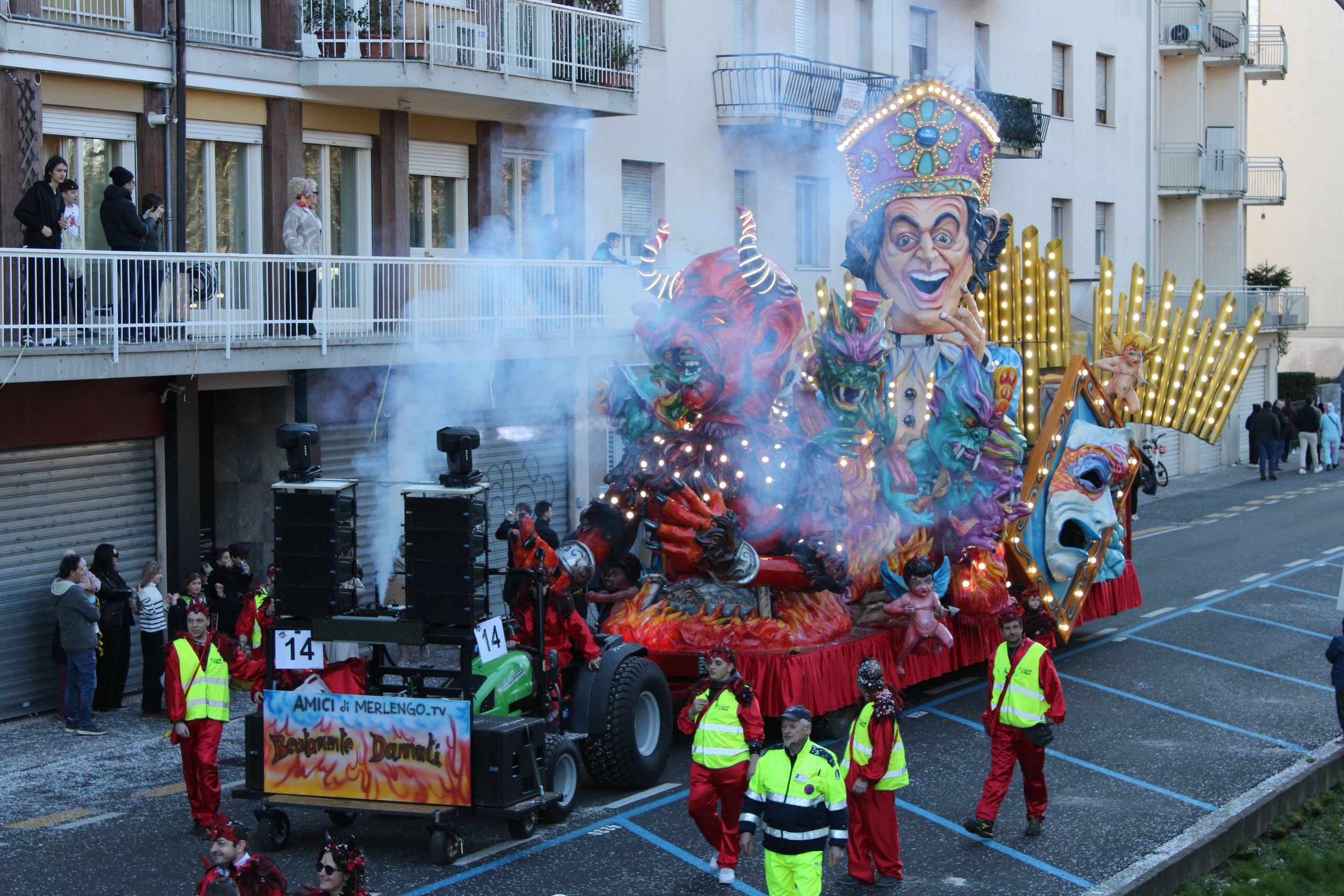 Treviso Carnival Parade 2026. The Friends of Merlengo with the show “Blissfully Damned”.