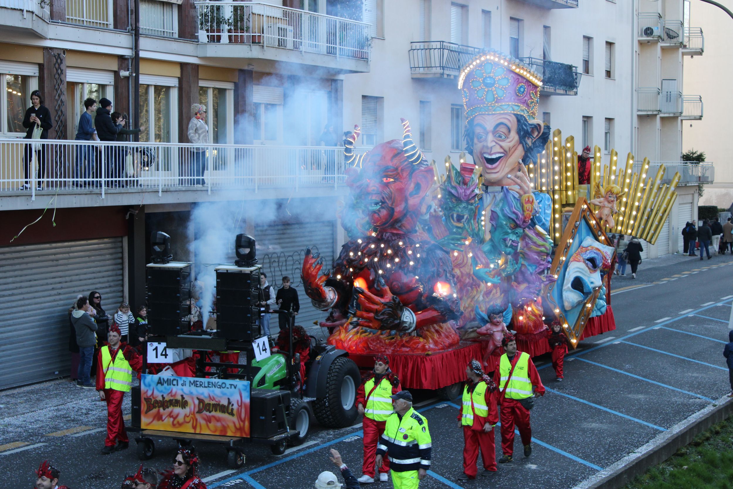 Treviso Carnival Parade 2026. The Friends of Merlengo with the show “Blissfully Damned”.