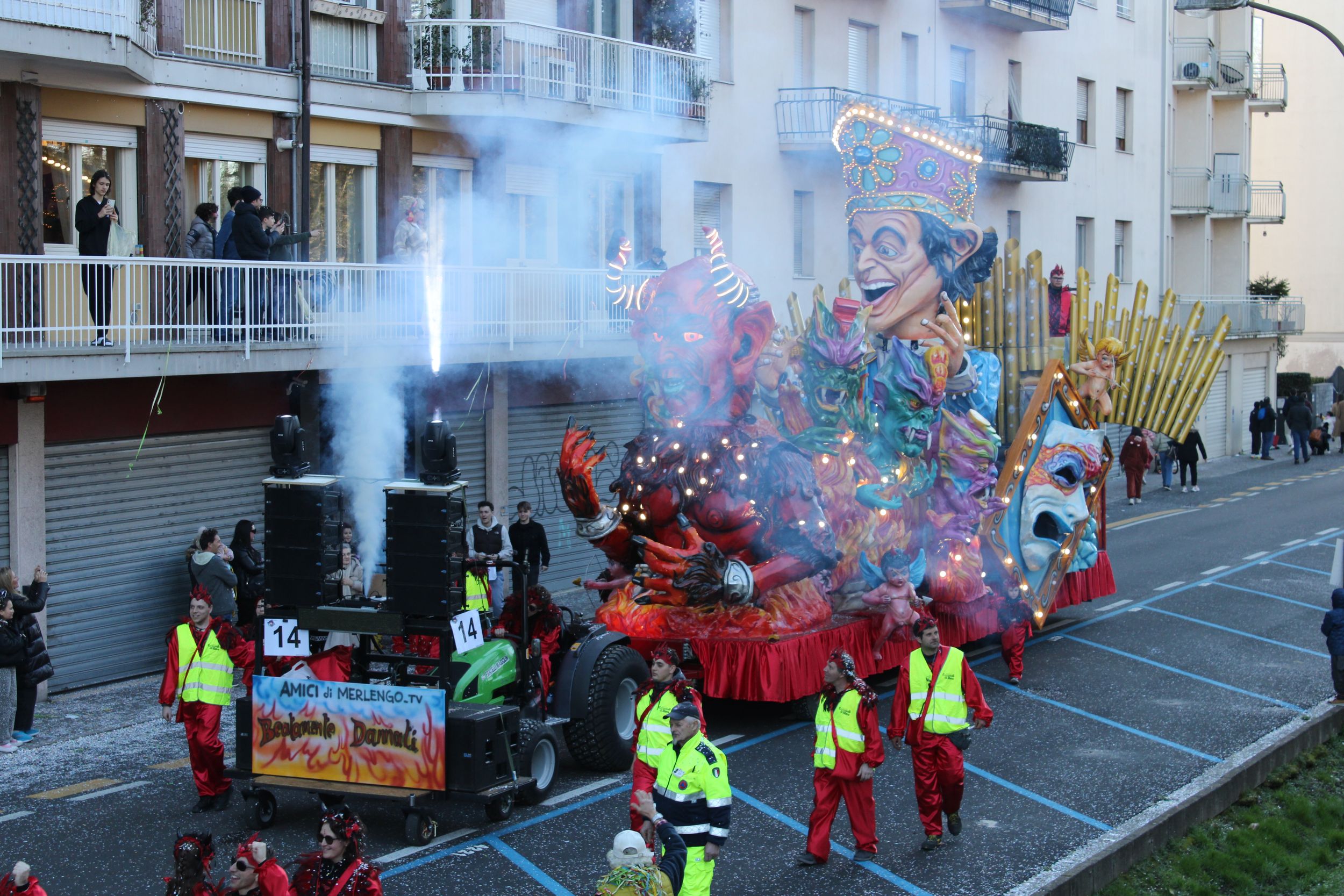 Treviso Carnival Parade 2026. The Friends of Merlengo with the show “Blissfully Damned”.