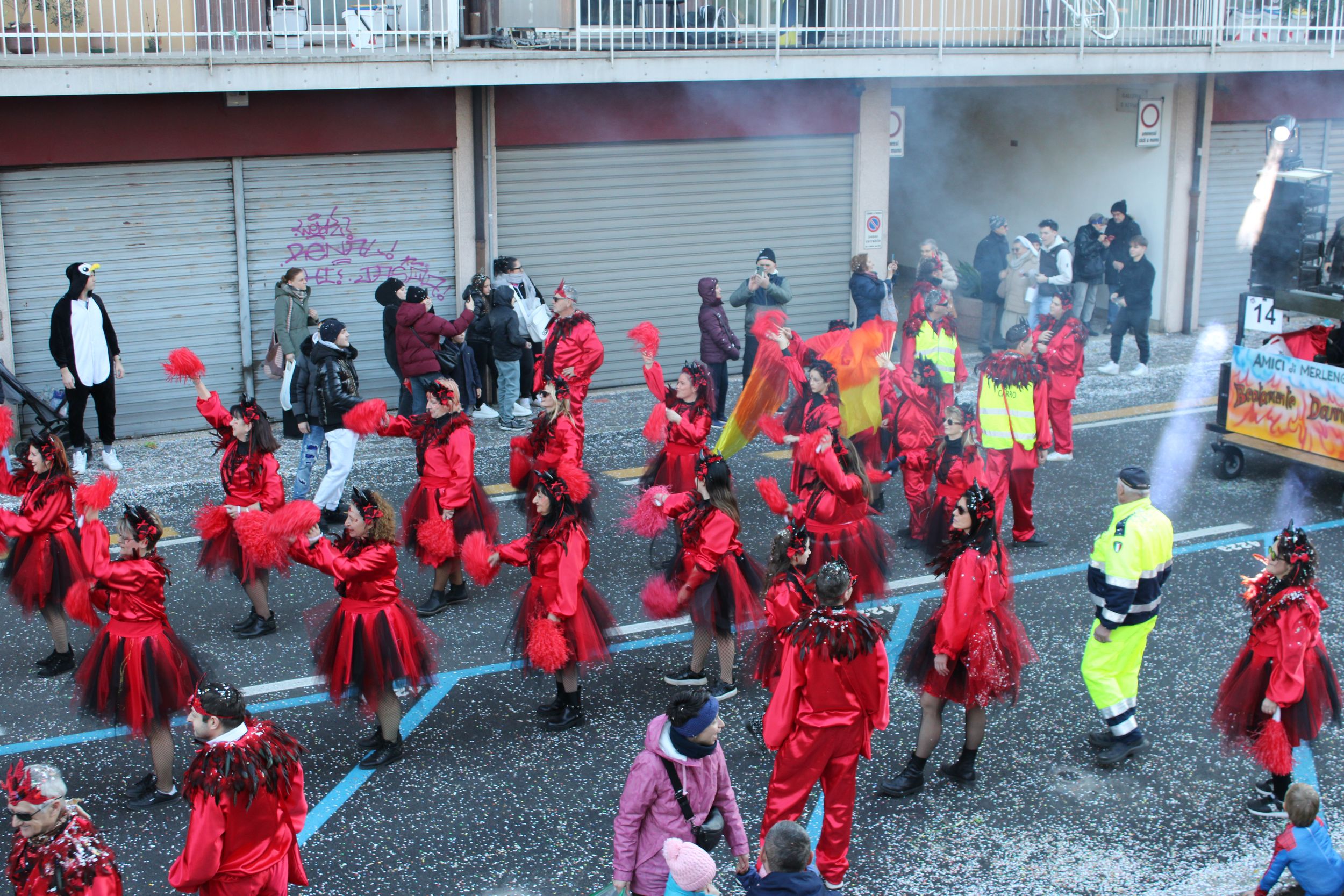 Treviso Carnival Parade 2026. The Friends of Merlengo with the show “Blissfully Damned”.