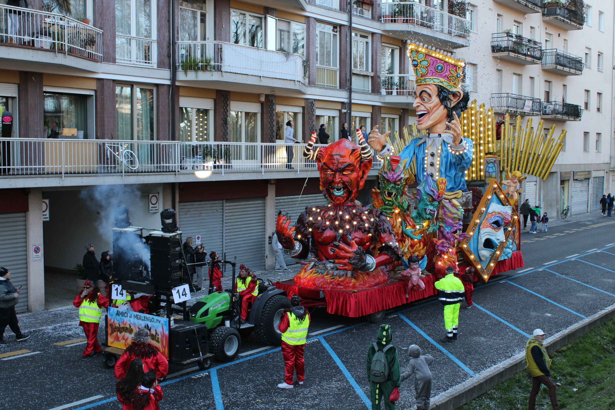 Treviso Carnival Parade 2026. The Friends of Merlengo with the show “Blissfully Damned”.