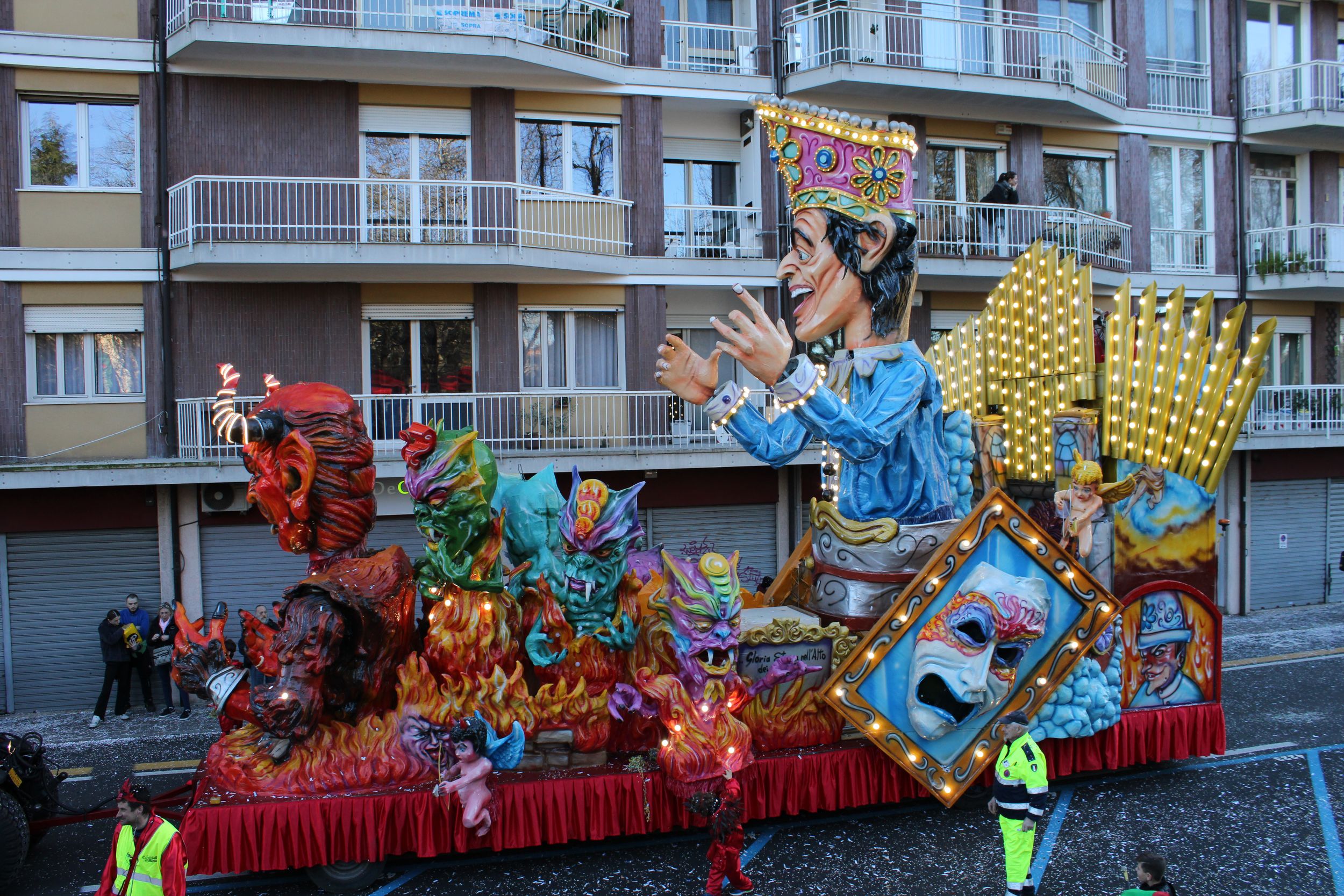 Treviso Carnival Parade 2026. The Friends of Merlengo with the show “Blissfully Damned”.
