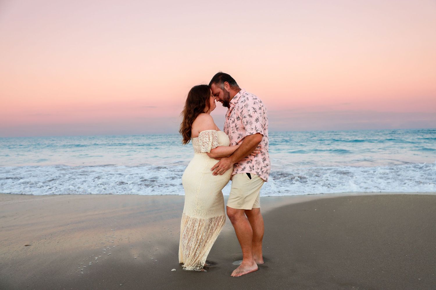 Beach maternity session at sunset on Hutchinson Island Florida photographed by Treasure Coast photographer Hibiscus & Palm Photography