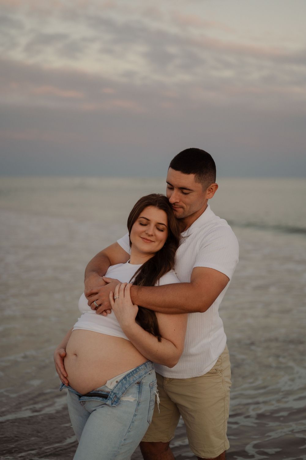 Maternity photoshoot in ocean at Cherry Grove