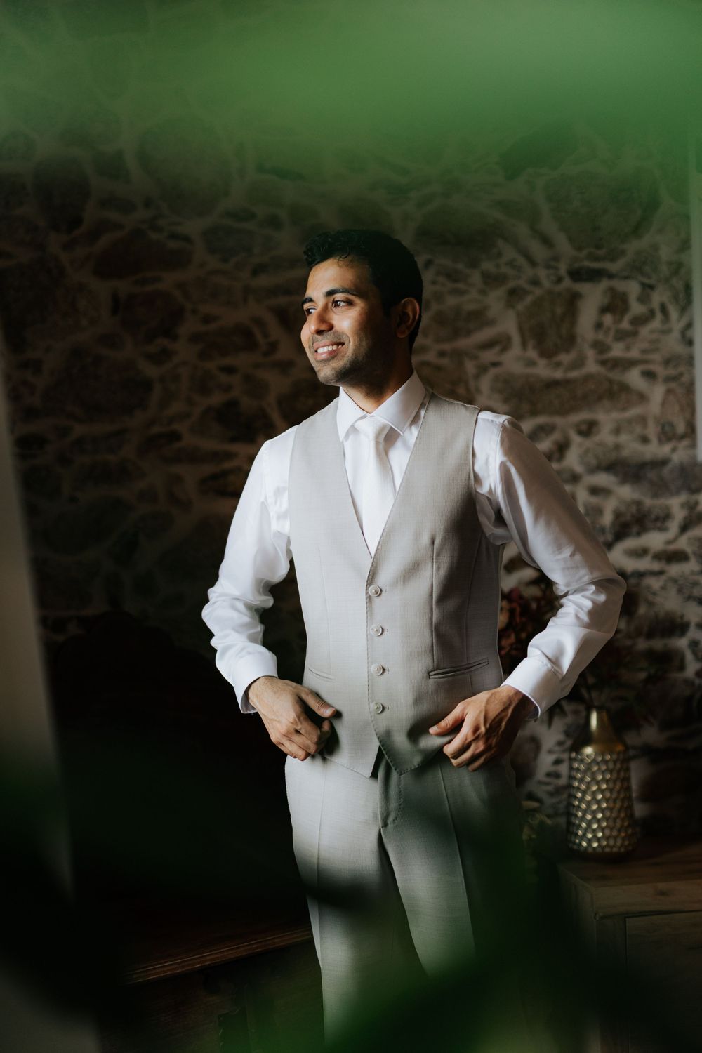 groom portrait destination wedding ceremony in Portugal