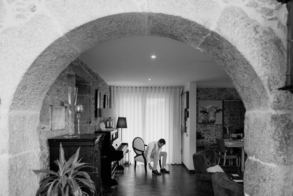 groom portrait destination wedding ceremony in Portugal
