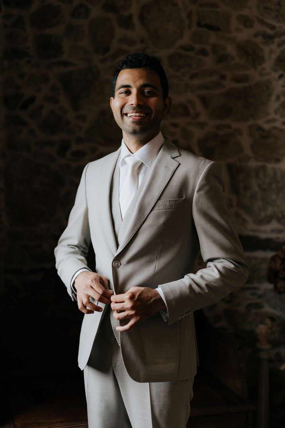 groom portrait destination wedding ceremony in Portugal