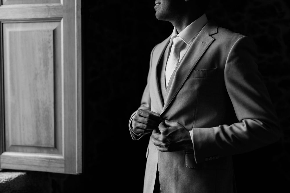 groom portrait destination wedding ceremony in Portugal