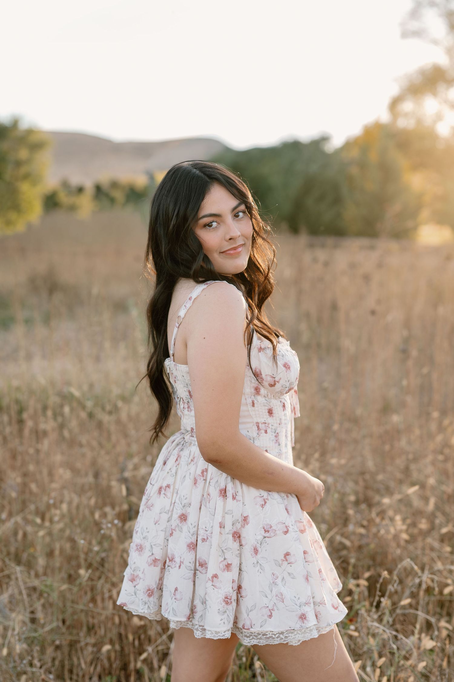 Sunset senior photos at Haven Flower Farm